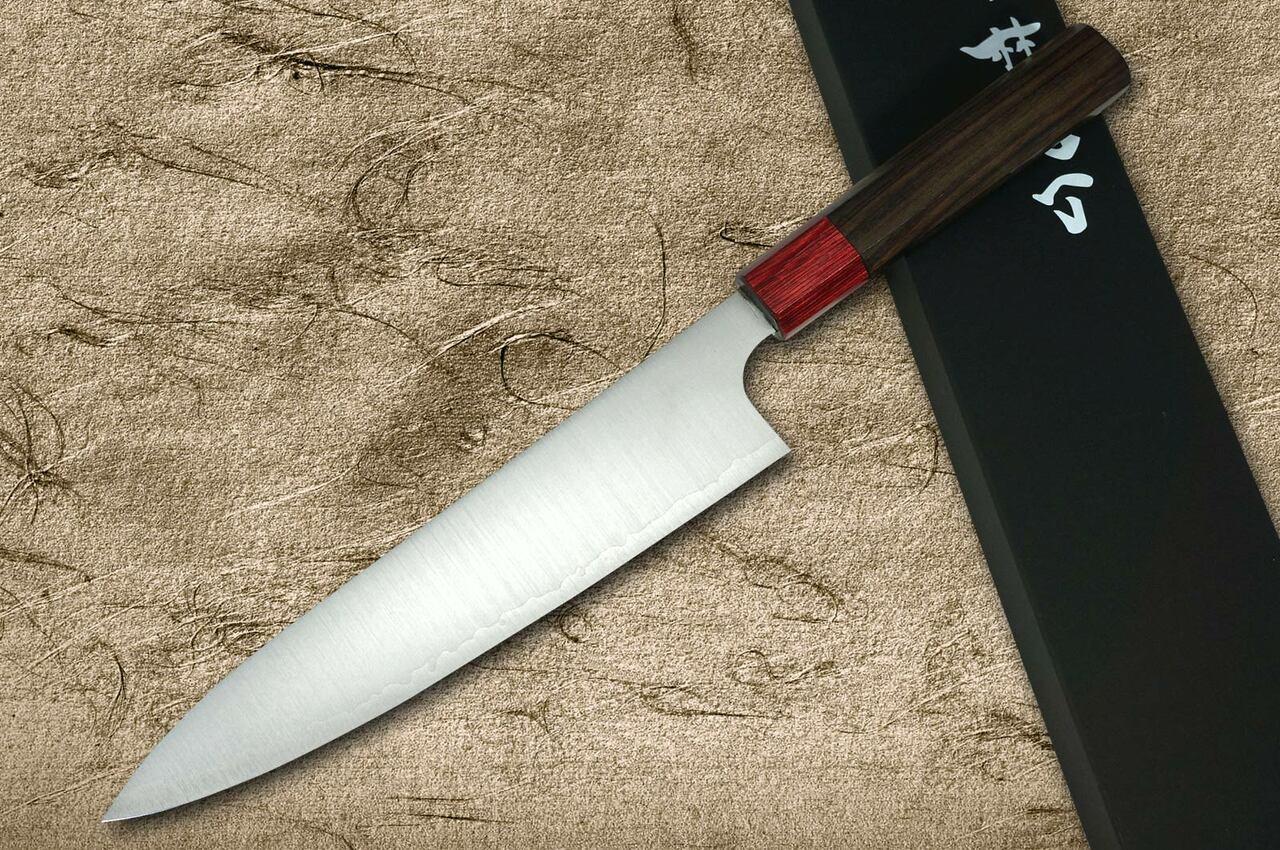 Kei Kobayashi R2 Special Finished RS8R Japanese Chef's Knife SET  (Gyuto210-Slicer-Bunka-Vegetable-Petty) with Red-Ring Octagonal Handle