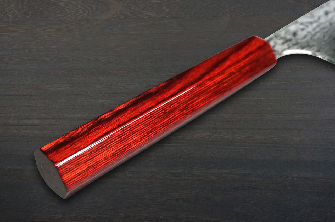 Kei Kobayashi R2 Special Finished CS Japanese Chef's Knife SET  (Gyuto210-Gyuto240-Slicer-Bunka-Santoku-Vegetable-Petty) with Red Lacquered  Wood Handle