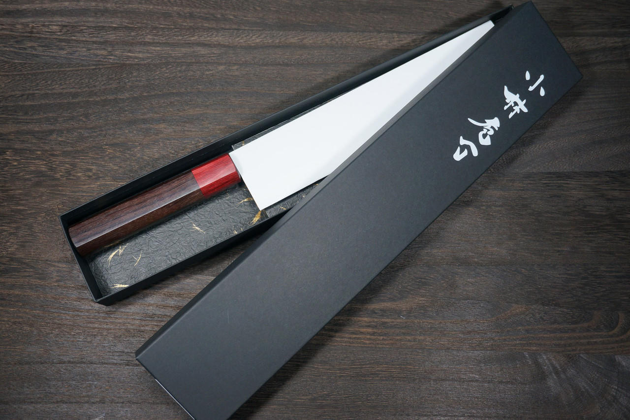 Kei Kobayashi R2 Special Finished CS Japanese Chef's Knife SET  (Gyuto210-Gyuto240-Slicer-Bunka-Santoku-Vegetable-Petty) with Red Lacquered  Wood Handle