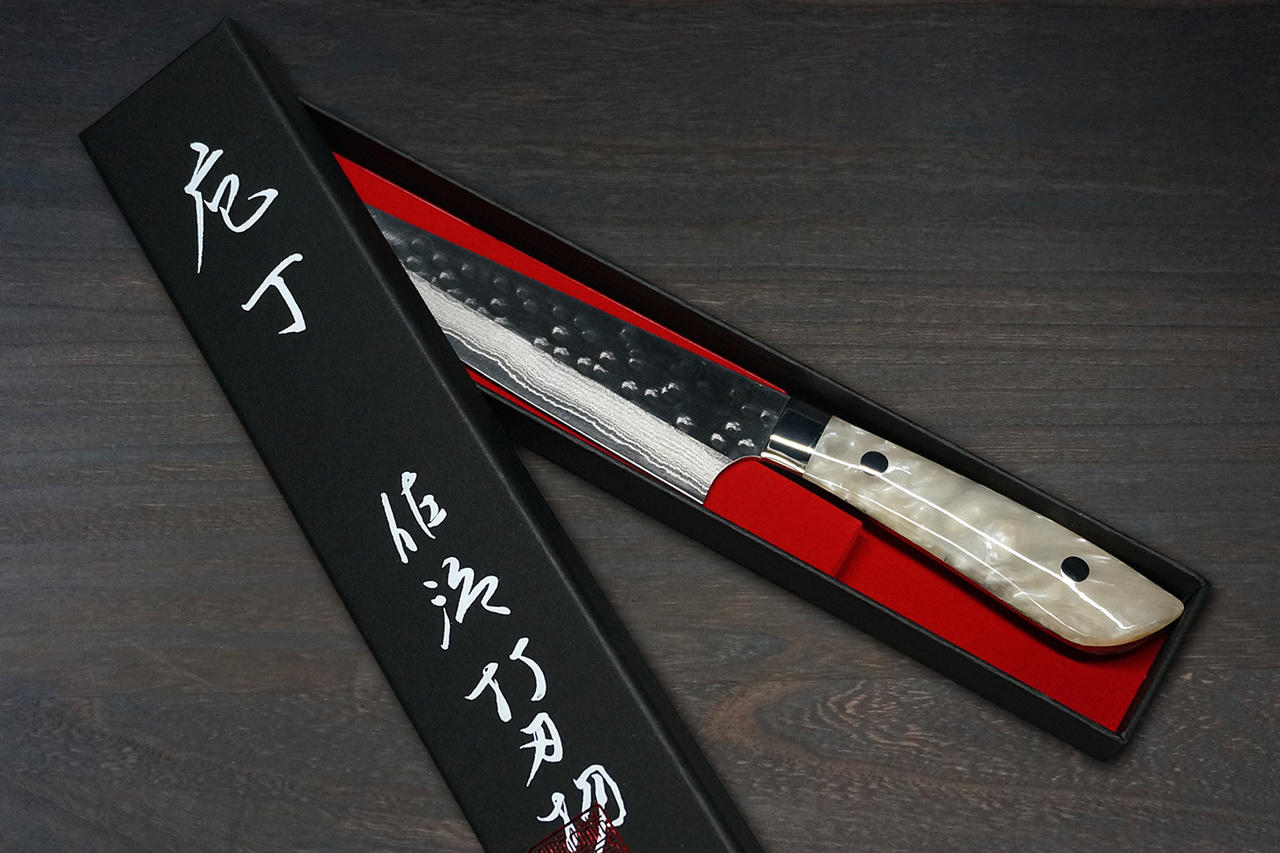 武具　刀装具　小柄 佐治武士VG10W 彩色Damascus Nashiji DHO 日本厨师行头刀180毫米