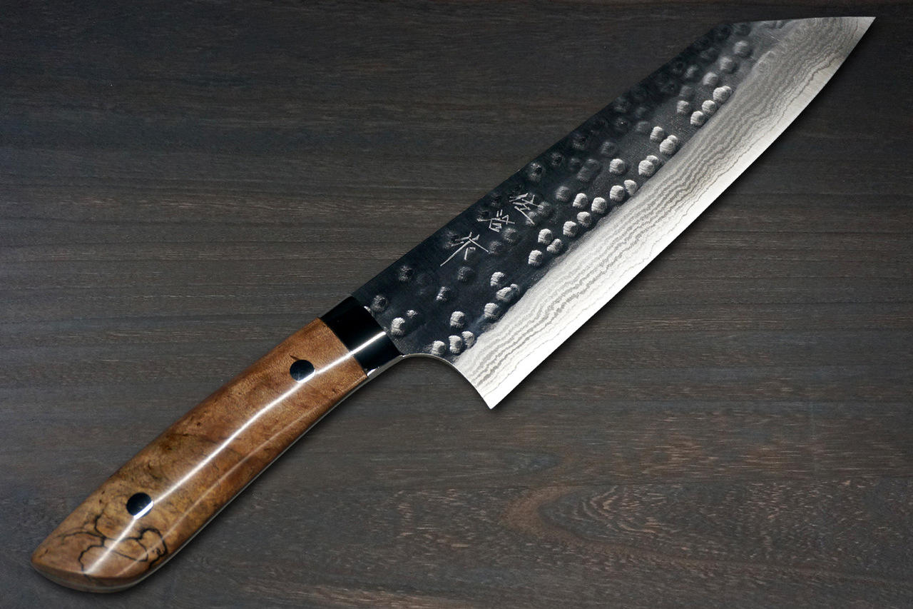 佐治武士SRS13 镜面锤打大马士革STW 日本厨师的文化刀180mm 混合