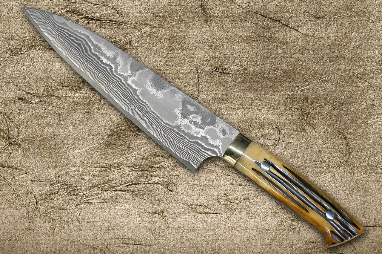 Takeshi Saji VG-10 Custom Damascus Wild Series Gyuto (180mm to 270mm, 4  sizes, Stag Bone Handle)