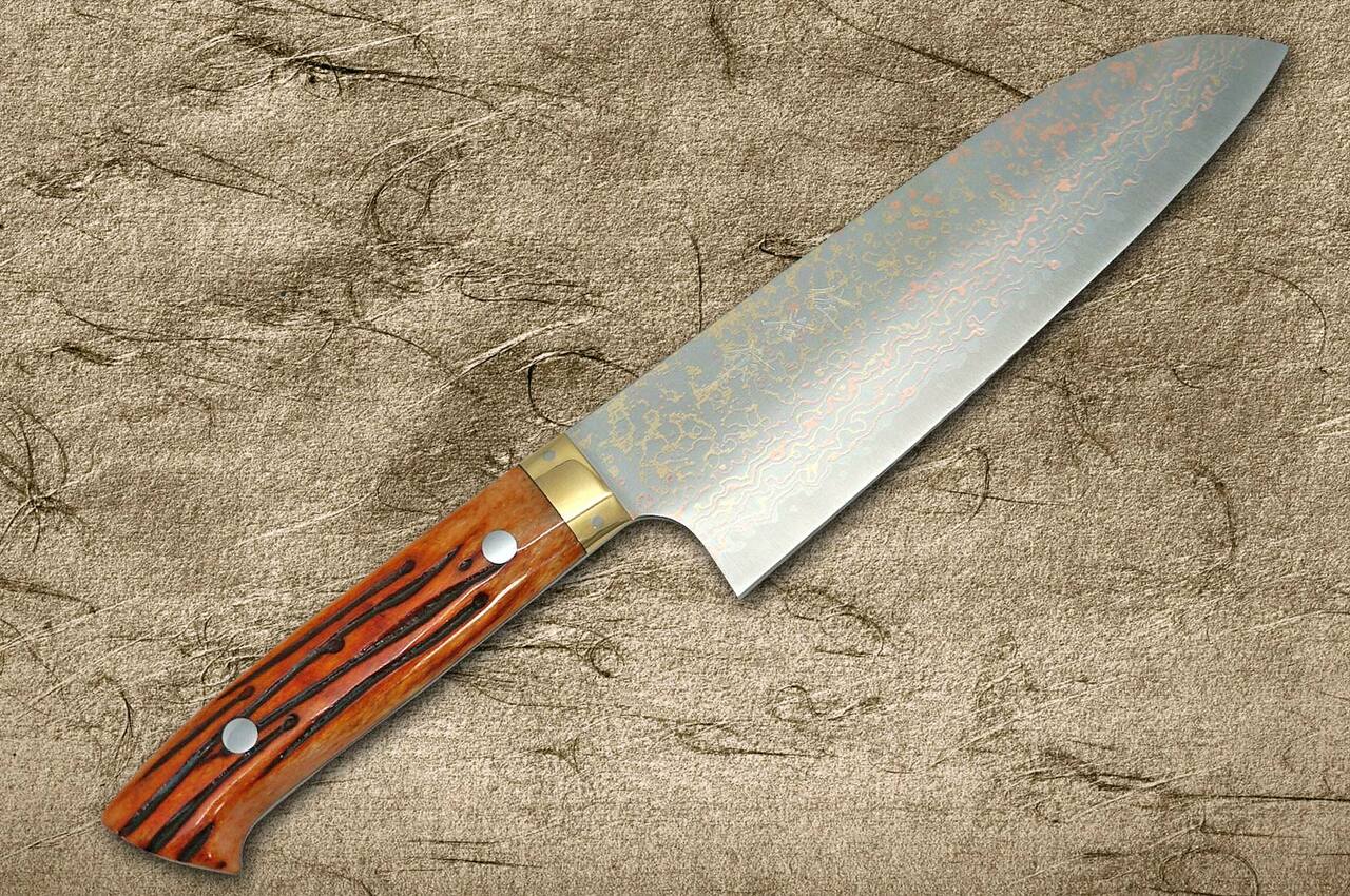 Takeshi Saji VG-10 Custom Damascus Wild Series Gyuto (180mm to 270mm, 4  sizes, Stag Bone Handle)