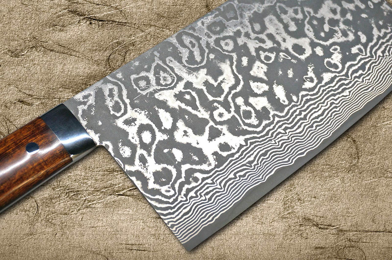 Takeshi Saji VG10 Black Damascus DHW Japanese Chef's Chinese Cooking Knife  220mm with White Antler Handle