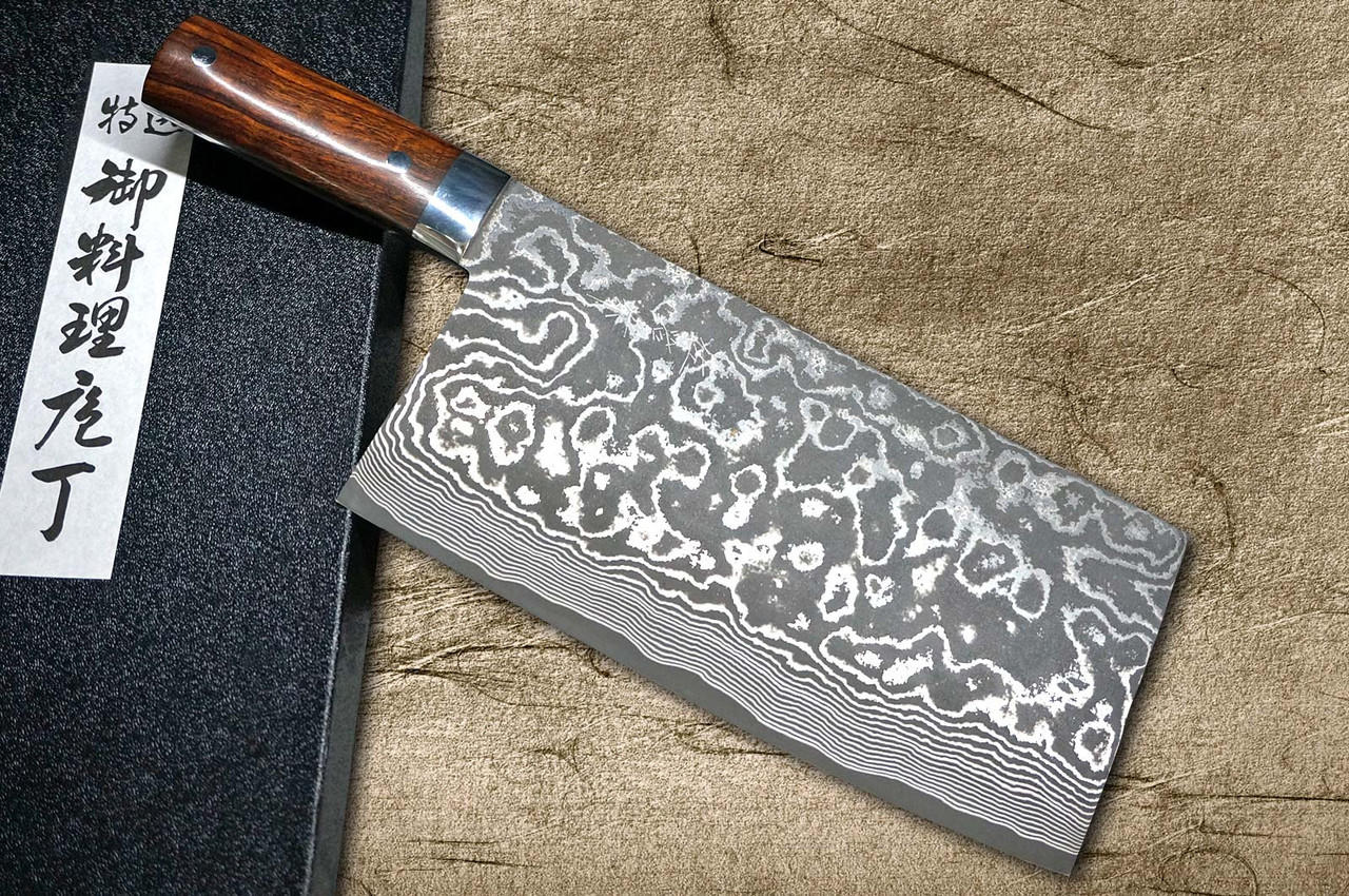 佐治武士VG10 黑色大马士革IR 日本厨师的中国菜刀220mm 带沙漠铁