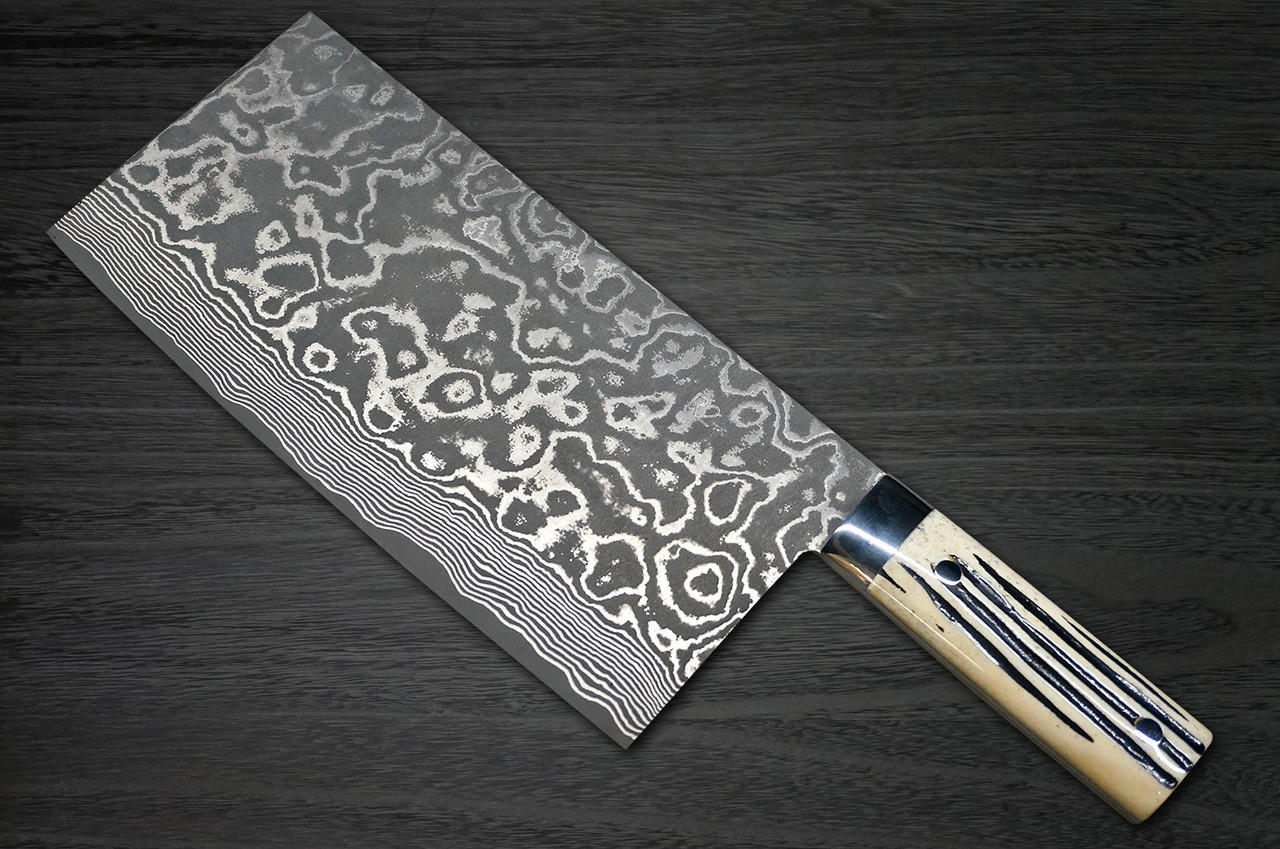 Takeshi Saji R2(SG2) Black Damascus IR Japanese Chef's Chinese Cooking Knife  220mm with Desert Ironwood Handle