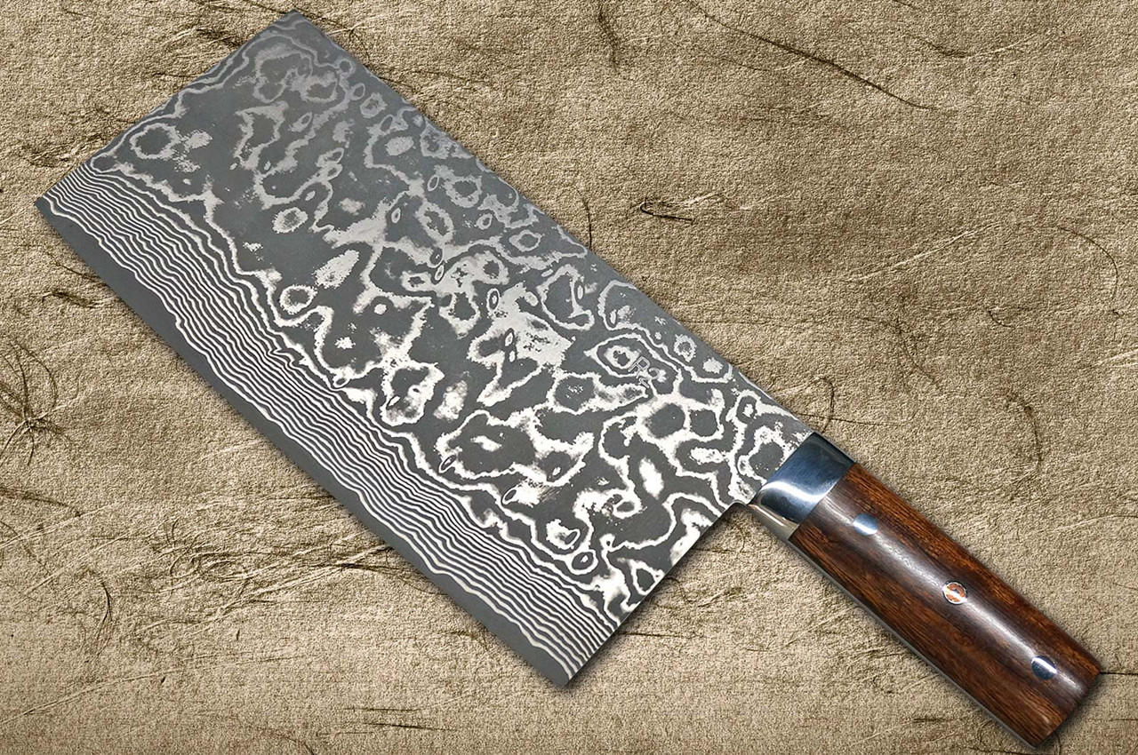 Takeshi Saji R2(SG2) Black Damascus DHW Japanese Chef's Chinese Cooking  Knife 220mm with White Antler Handle