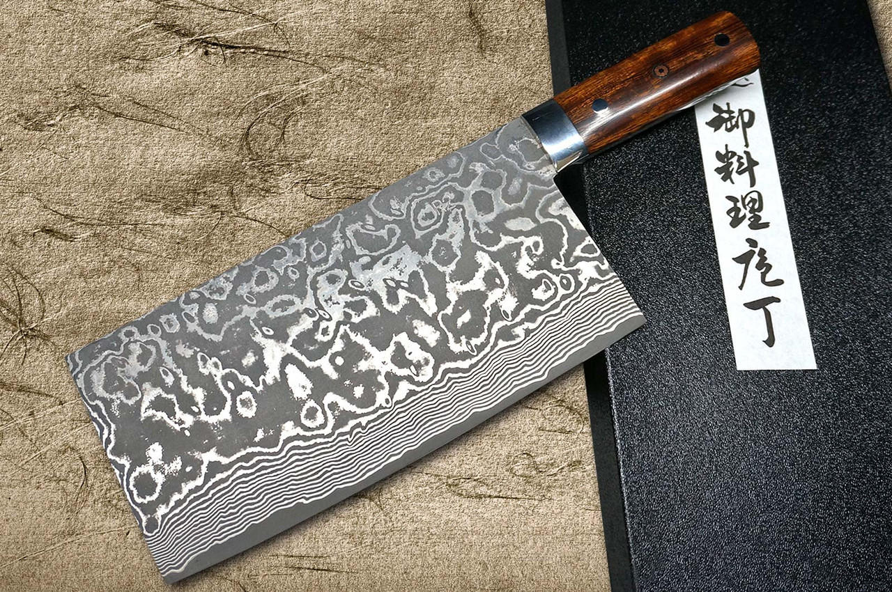 Takeshi Saji R2(SG2) Black Damascus DHW Japanese Chef's Chinese Cooking  Knife 220mm with White Antler Handle