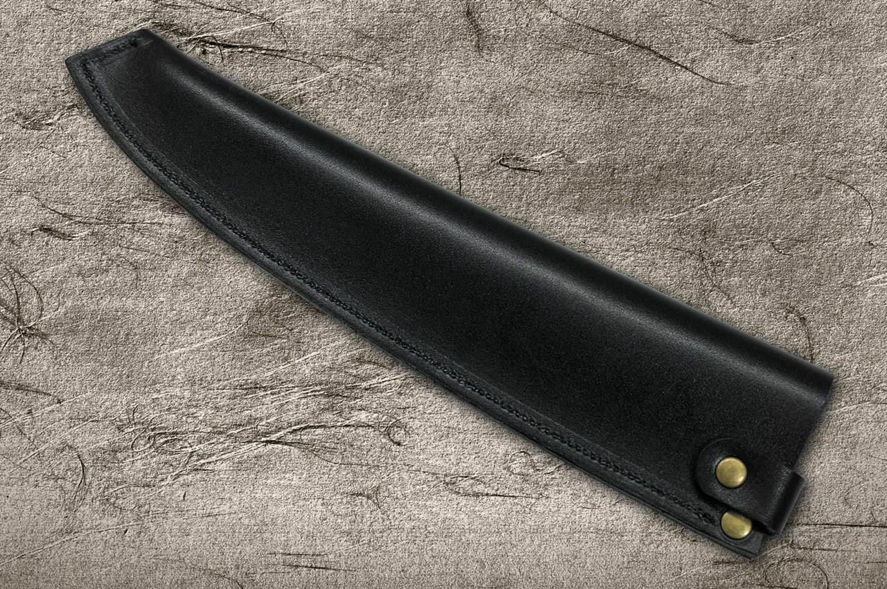 Natural Leather Knife Cover Saya Sheath Chef Knife(Gyuto) 210mm [Brass  Button]