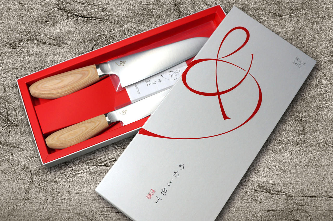 Meoto MV Stainless Steel Japanese Chef's Knife SET with Cute Oval