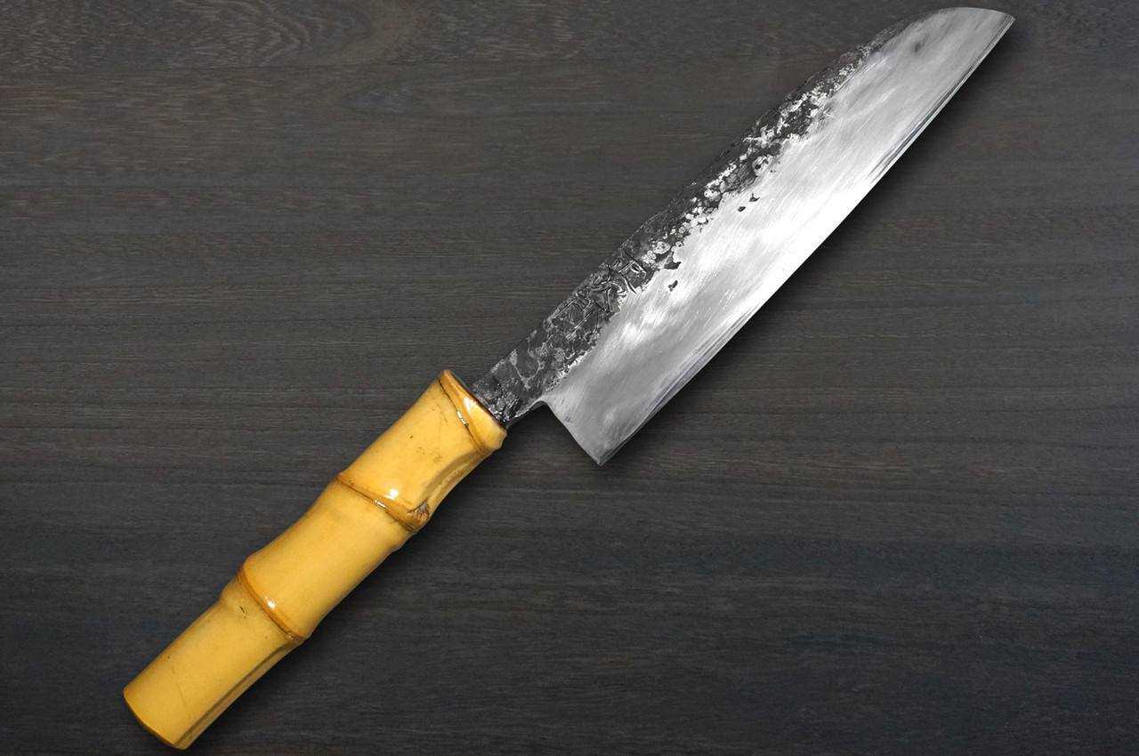 argument Vise dig Afslut Japanese knives | Shojiro Yasugi Steel Kurouchi (Bamboo Handle) Japanese  Chef's Bannou Santoku Knife 150mm
