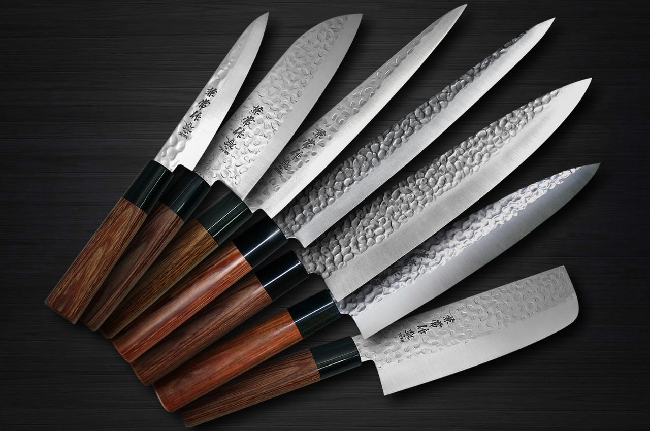 Kanetsune KC-950 DSR-1K6 Stainless Hammered Japanese Chef's Knife SET  (Gyuto240-Gyuto210-Slicer240-Slicer210-Santoku-Vegetable-Petty)