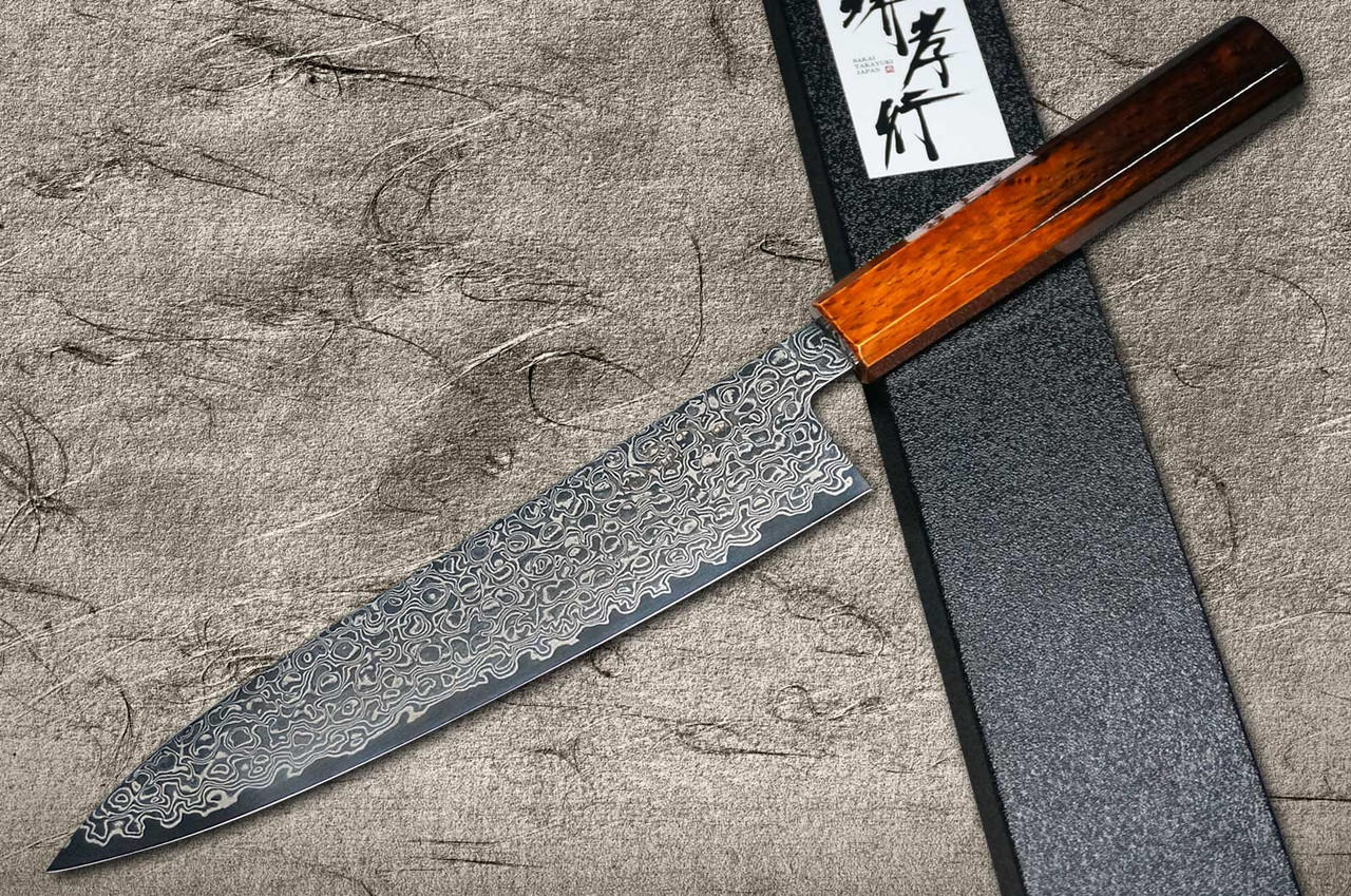 Sakai Takayuki GINGA ZA-18 69-Layer Damascus Japanese Chef's Gyuto Knife  210mm with Japanese Lacquered Gloss Oak Handle