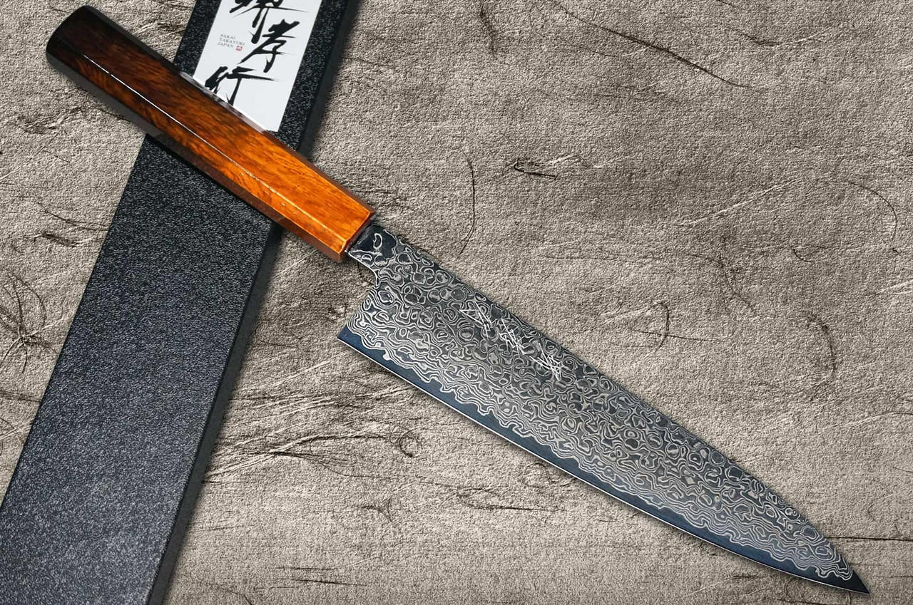 Sakai Takayuki GINGA ZA-18 69-Layer Damascus Japanese Chef's Gyuto Knife  210mm with Japanese Lacquered Gloss Oak Handle