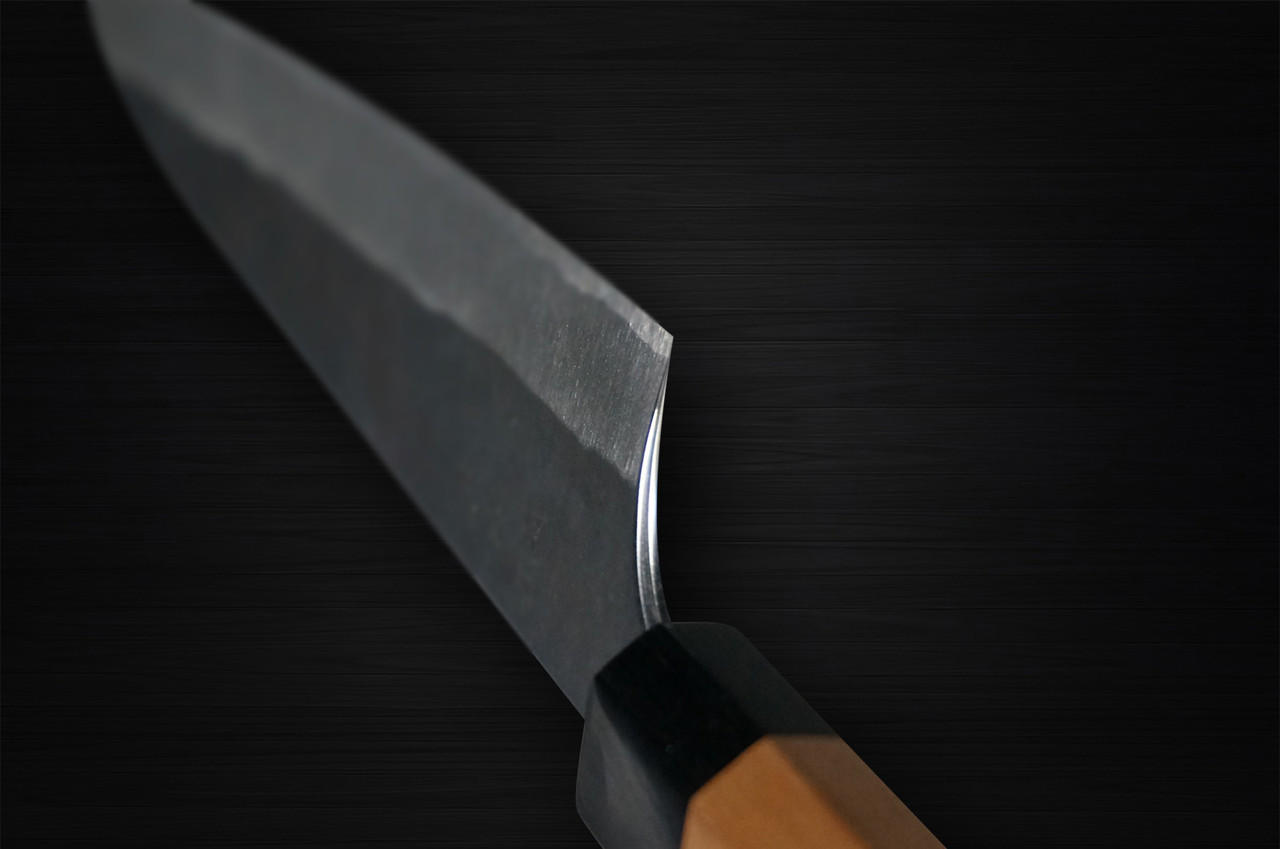 Yoshimi Kato Aogami Super Clad Kurouchi AC Japanese Chef's Slicer(Sujihiki) 270mm with Black Cherry Octagonal Handle 