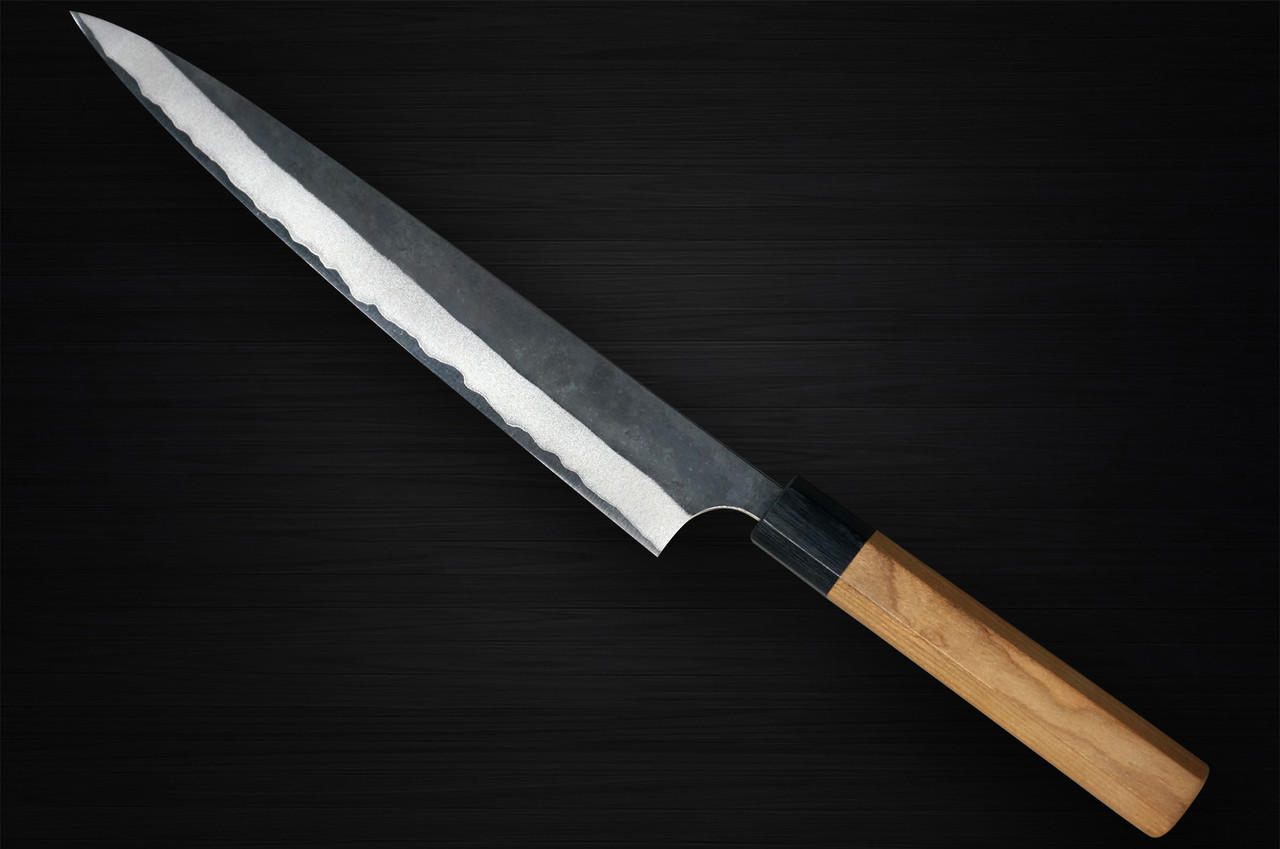 Yoshimi Kato Aogami Super Clad Kurouchi AC Japanese Chef's Slicer(Sujihiki) 270mm with Black Cherry Octagonal Handle 