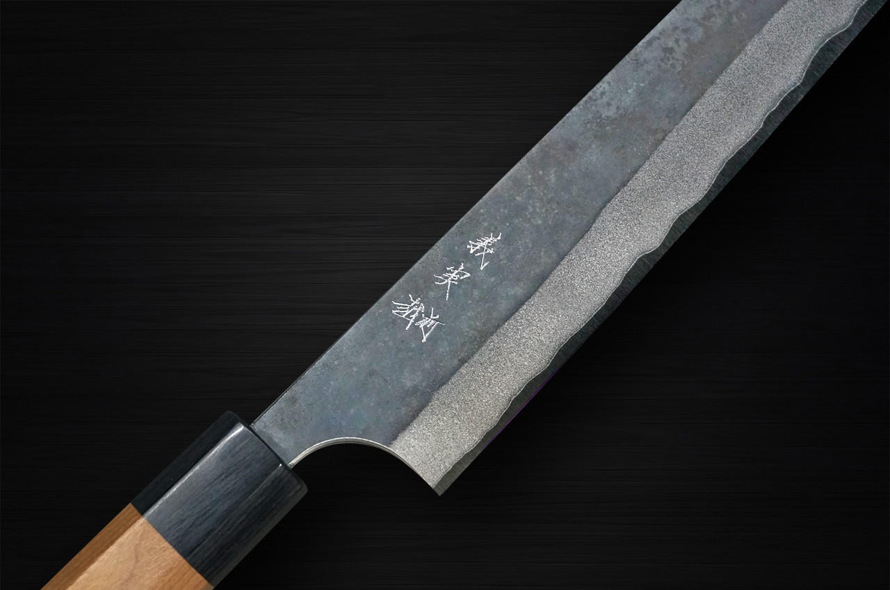 Yoshimi Kato Aogami Super Clad Kurouchi AC Japanese Chef's Slicer(Sujihiki) 270mm with Black Cherry Octagonal Handle 