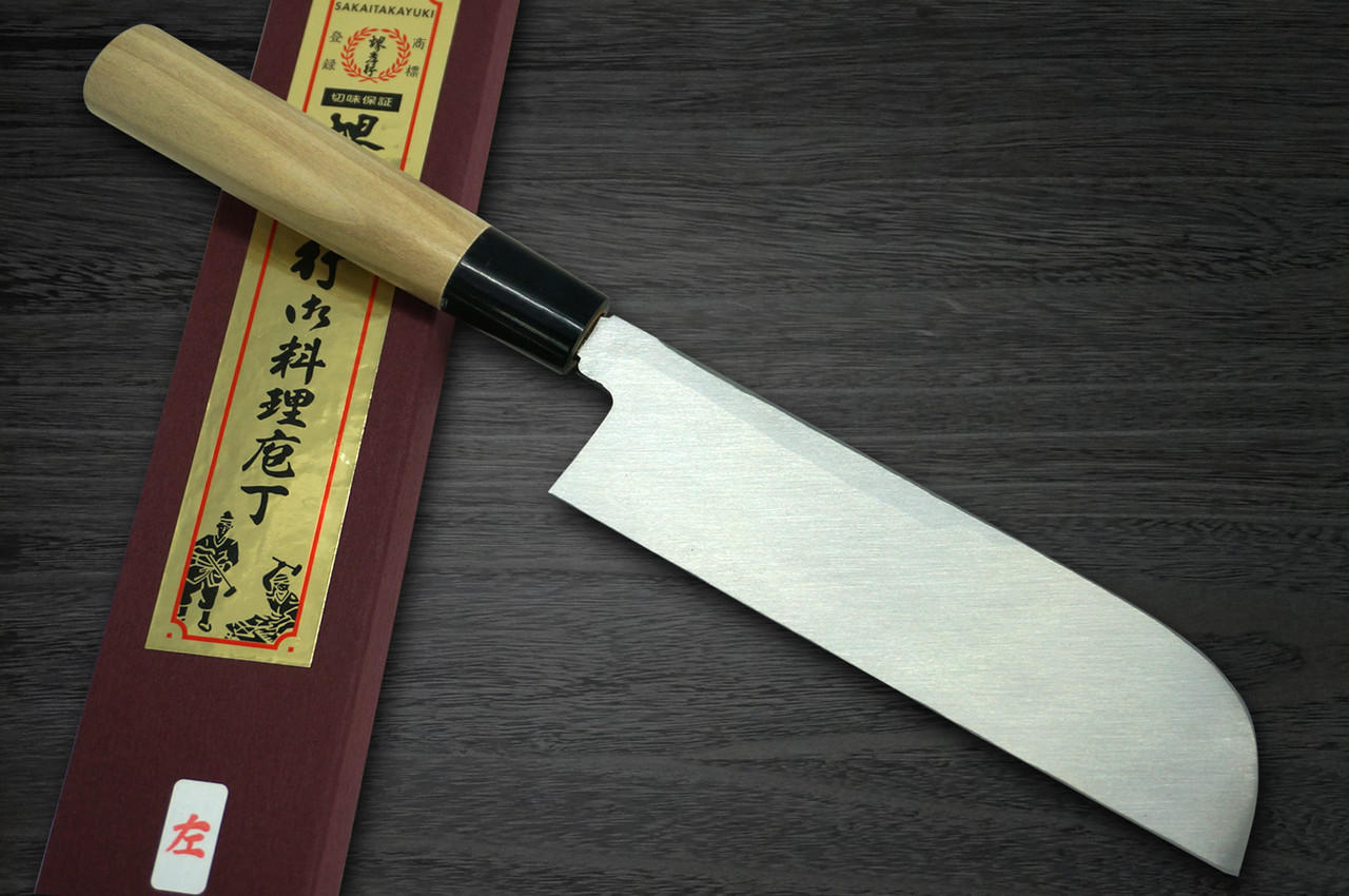 左手用] 堺孝行霞鸟水牛镡日本厨师用镰形牛刀（蔬菜） 165mm |日本刀