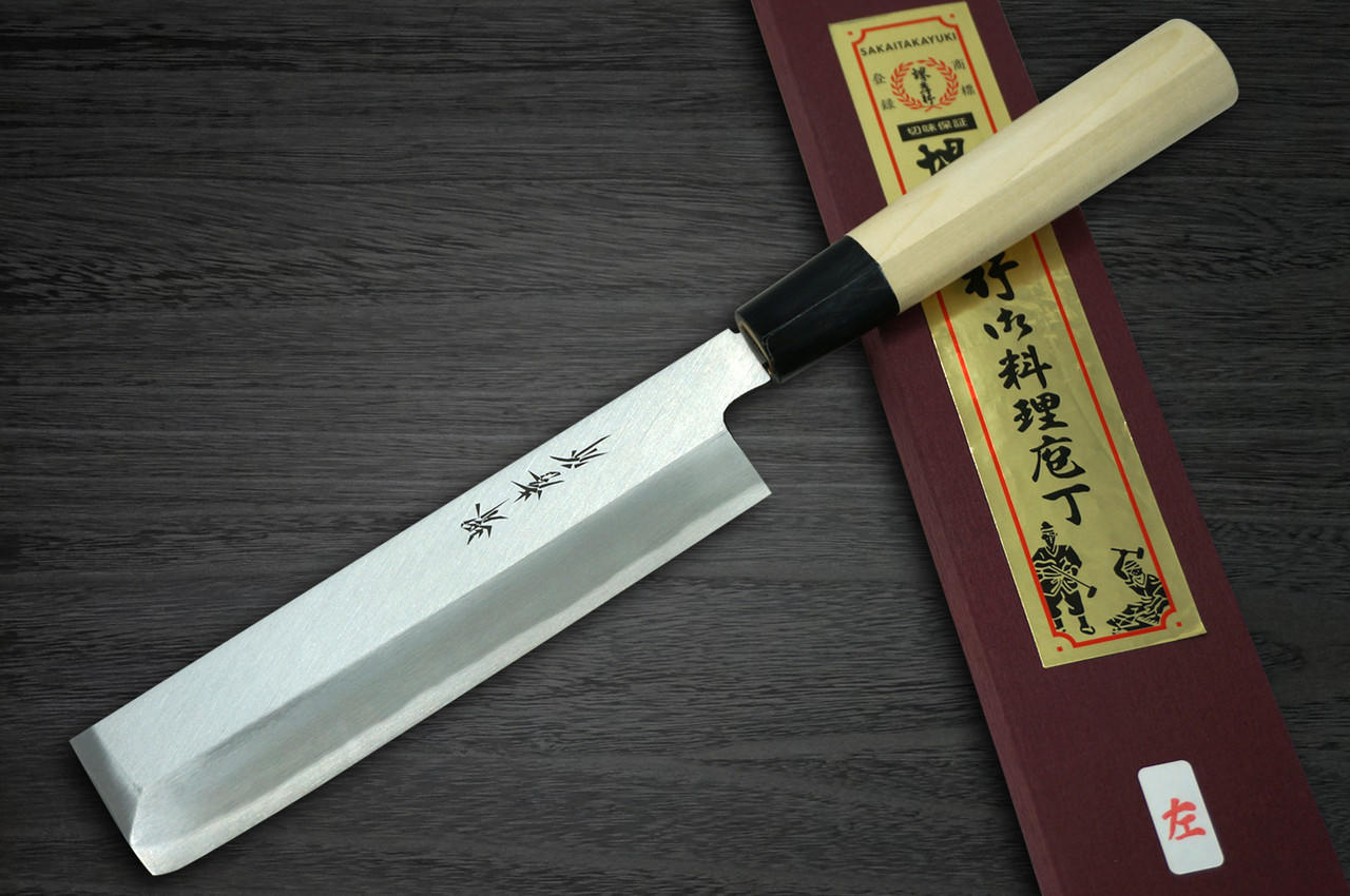 左手用] 堺孝行霞口木水牛镡日本厨师用牛刀（蔬菜） 165mm |日本刀