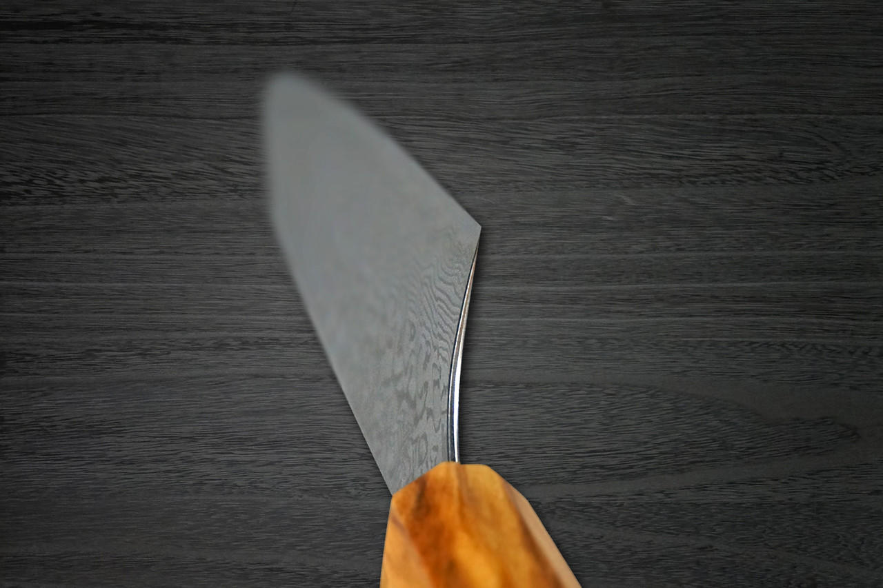 Yoshimi Kato R2 Black Damascus OL8N Japanese Chef's Gyuto Knife 210mm with Olive Handle 