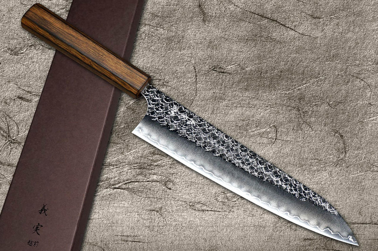 Yoshimi Kato R2 MINAMO Hammered OK8B Japanese Chef's Gyuto Knife