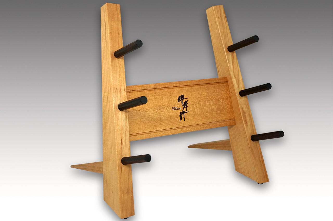 Made-in-Japan Sakai Takayuki Designer Wood Knife Tower Rack for 3 Knives  [Wild Cherry Wood]