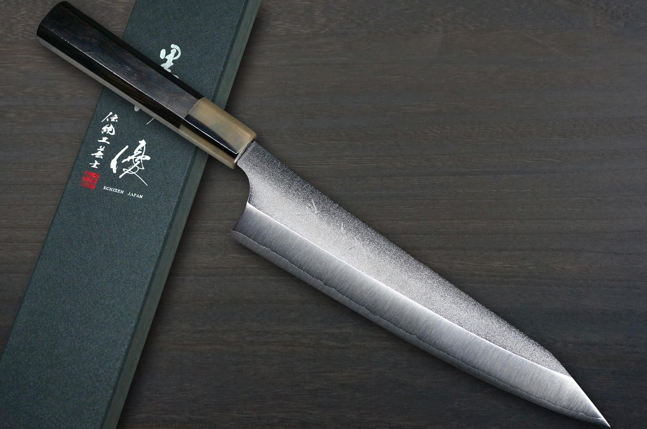 Yoshimi Echizen 240mm Stainless Clad Blue Super Kurouchi Wa-Gyuto - Japanese  Knife Imports