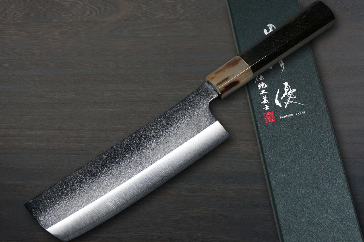 Yu Kurosaki VG-XEOS NEW GEKKO WA EB8W Japanese Chef's Nakiri(Vegetable) 165mm with White Buffalo Ring Ebony Handle 