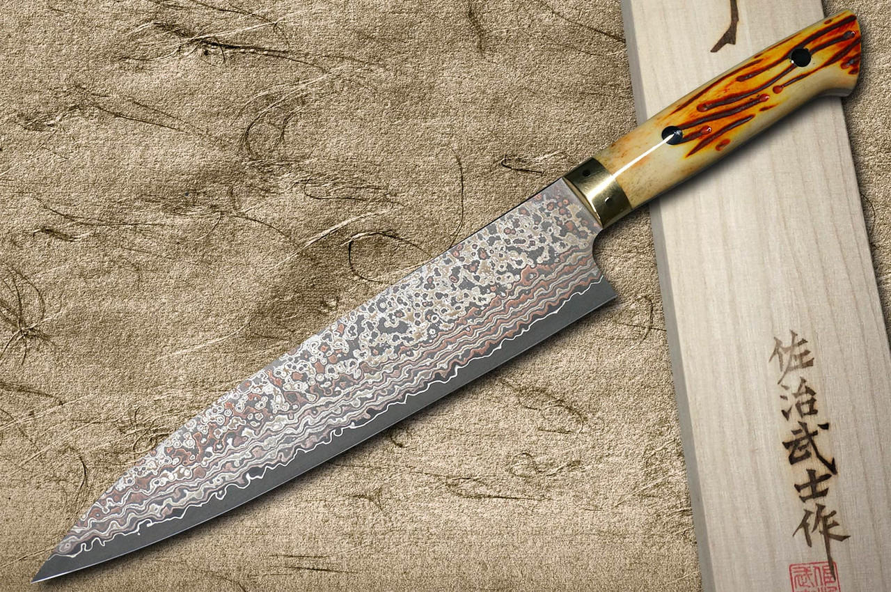 佐治武士VG10W 彩色Damascus Nashiji DHO 日本厨师行头刀210毫米