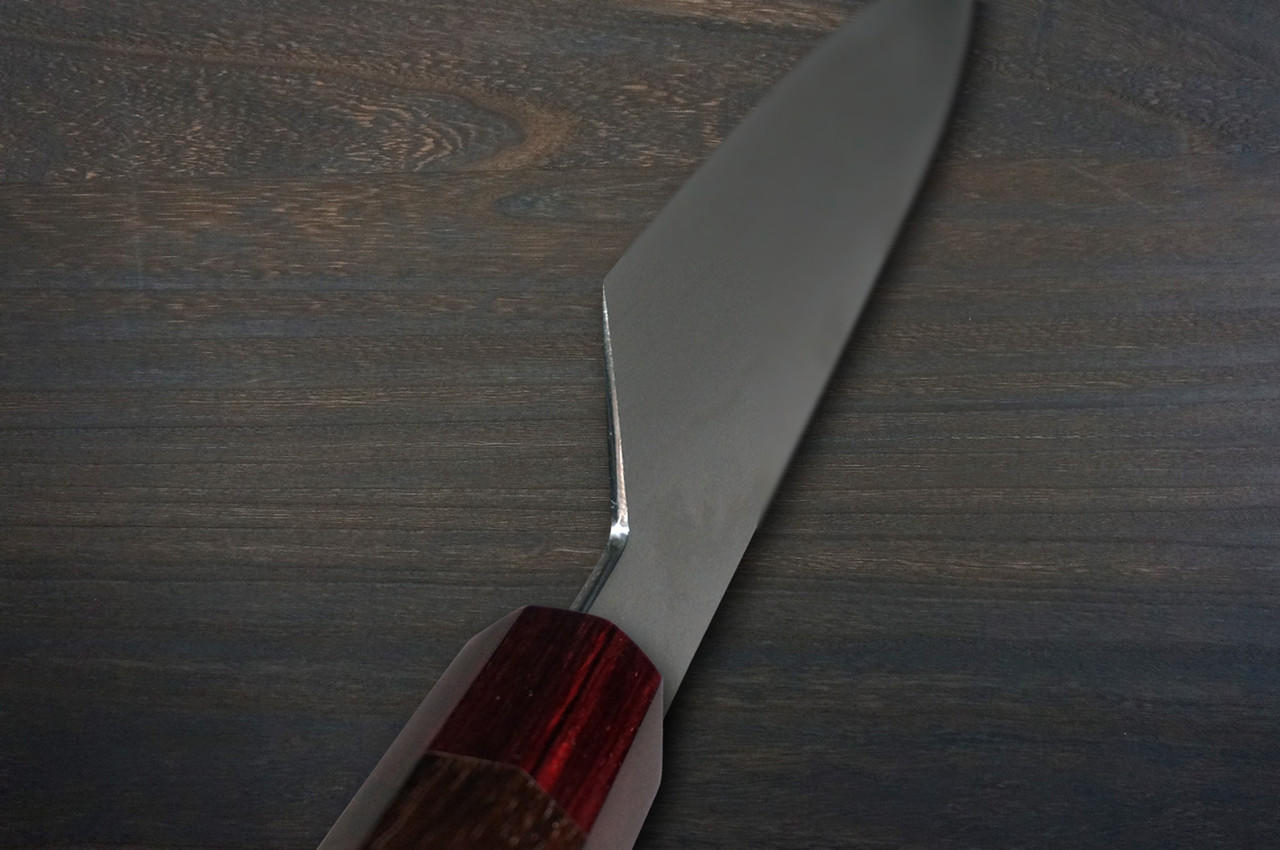 Keiichi Fujii AUS10 Nickel Damascus RS8R Japanese Chef's Gyuto Knife 240mm with Urushi Lacquered Oak Handle 