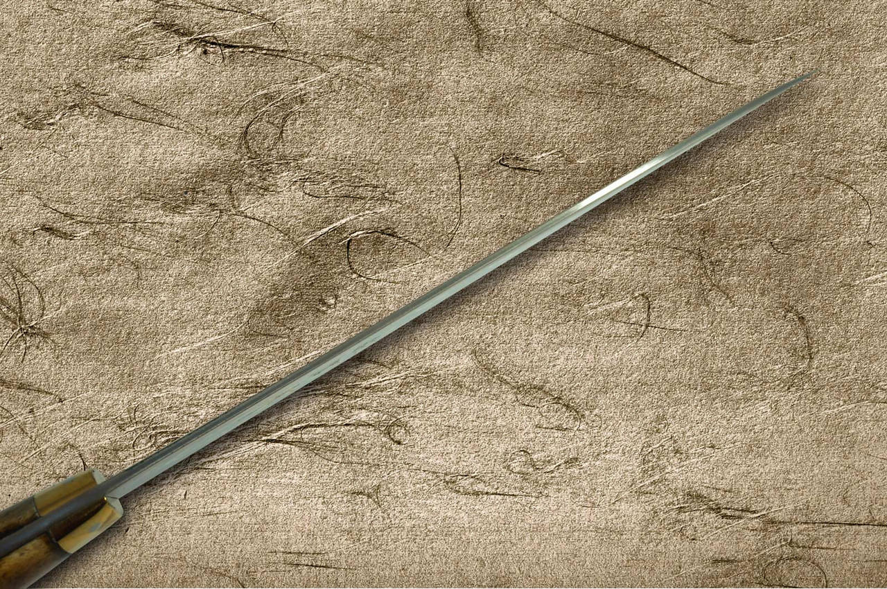 武佐治青纸彩色大马士革DHM-NNM日本厨师牛刀180毫米带棕色鹿角