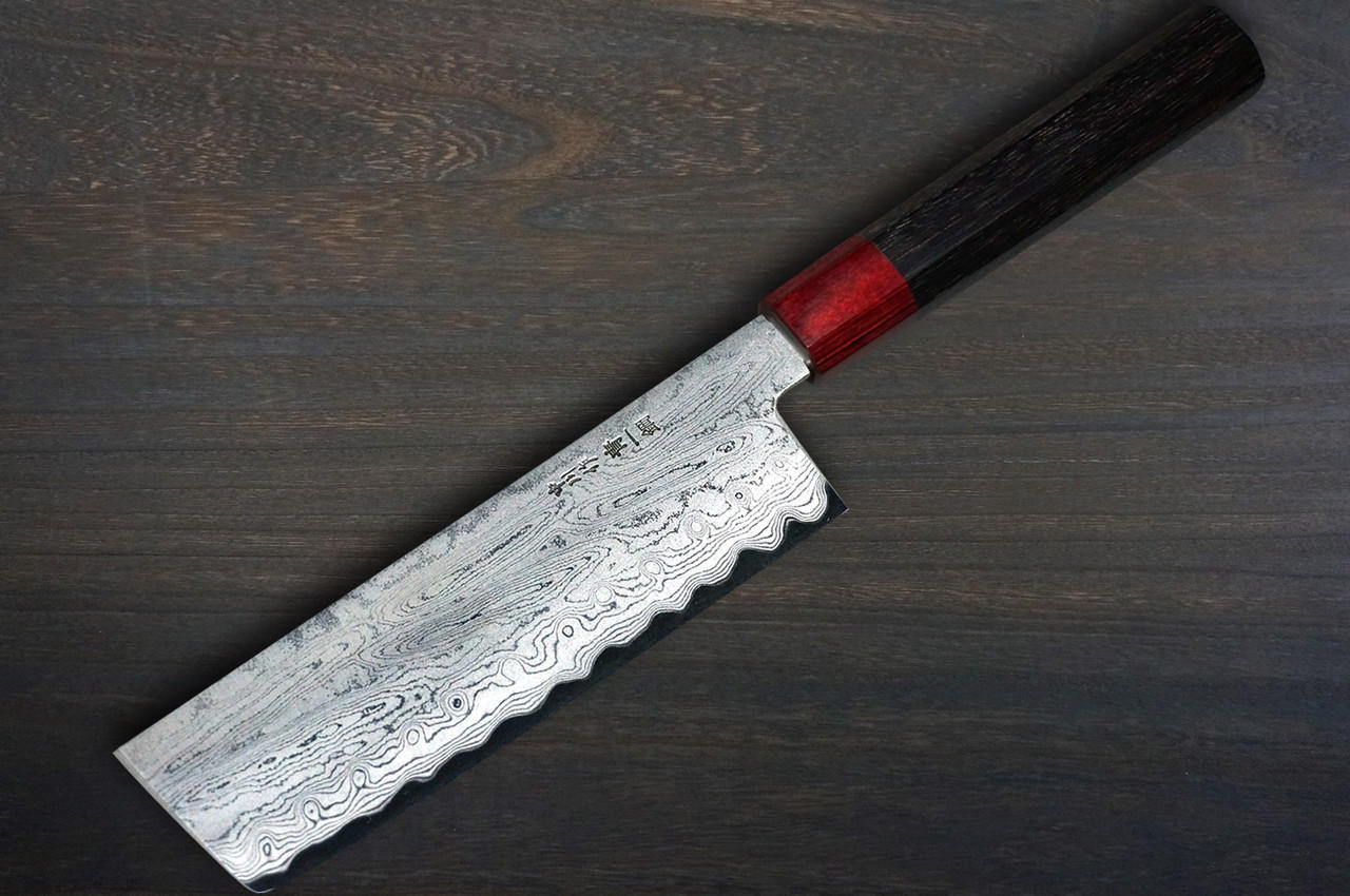 Satoshi Nakagawa Aogami #1 Damascus RS8R Japanese Chef's Nakiri