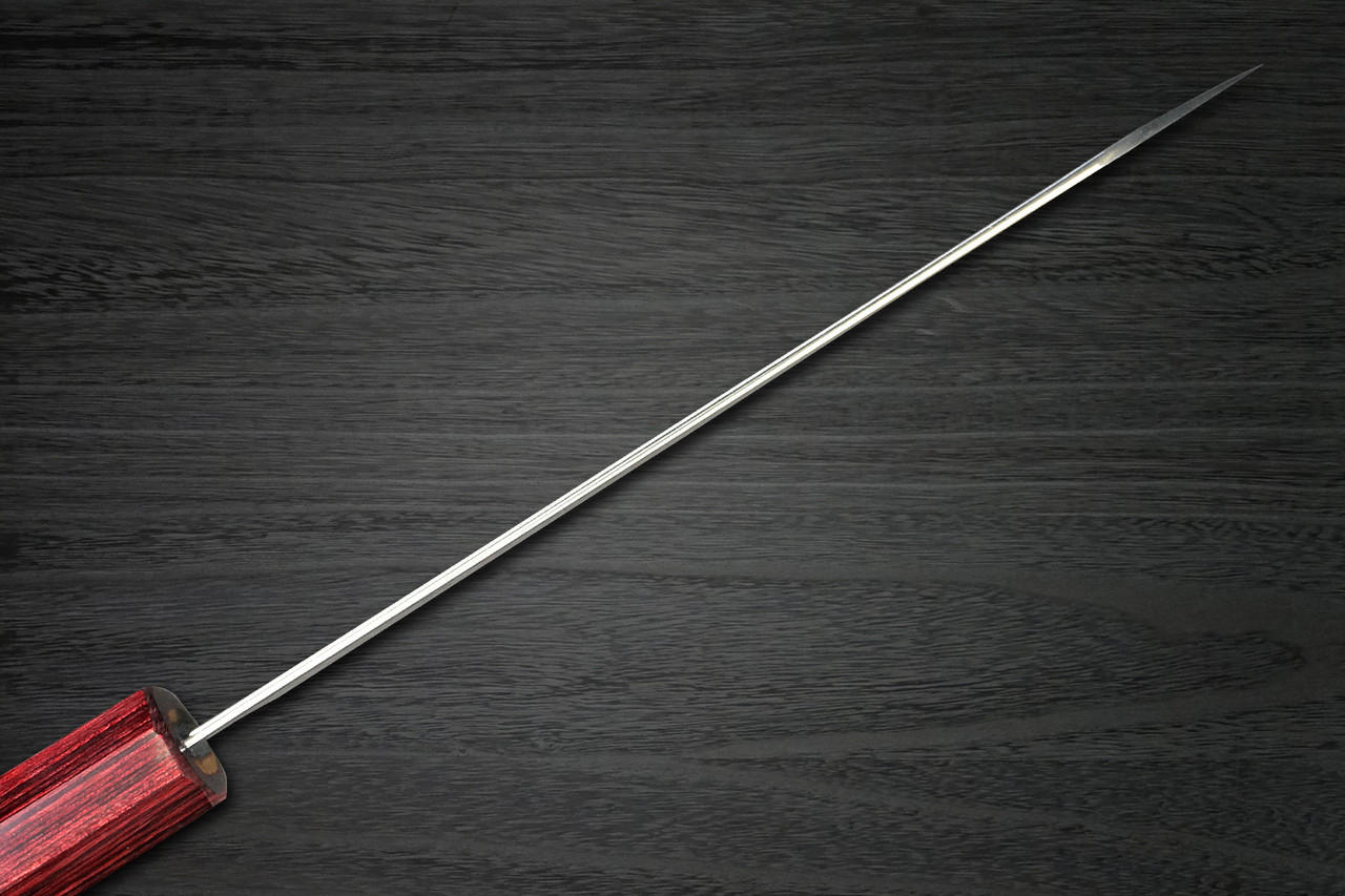 Yoshimi Kato R2 Black Damascus RS8R Japanese Chef's Slicer(Sujihiki) 270mm with Red-Ring Octagonal Honduran Rosewood Handle 