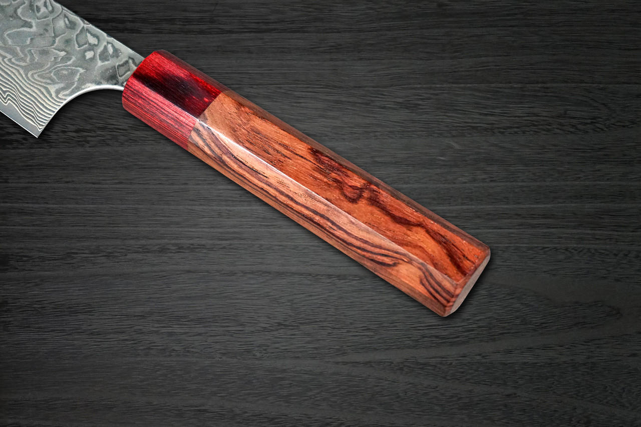 Yoshimi Kato R2 Black Damascus RS8R Japanese Chef's Slicer(Sujihiki) 270mm with Red-Ring Octagonal Honduran Rosewood Handle 