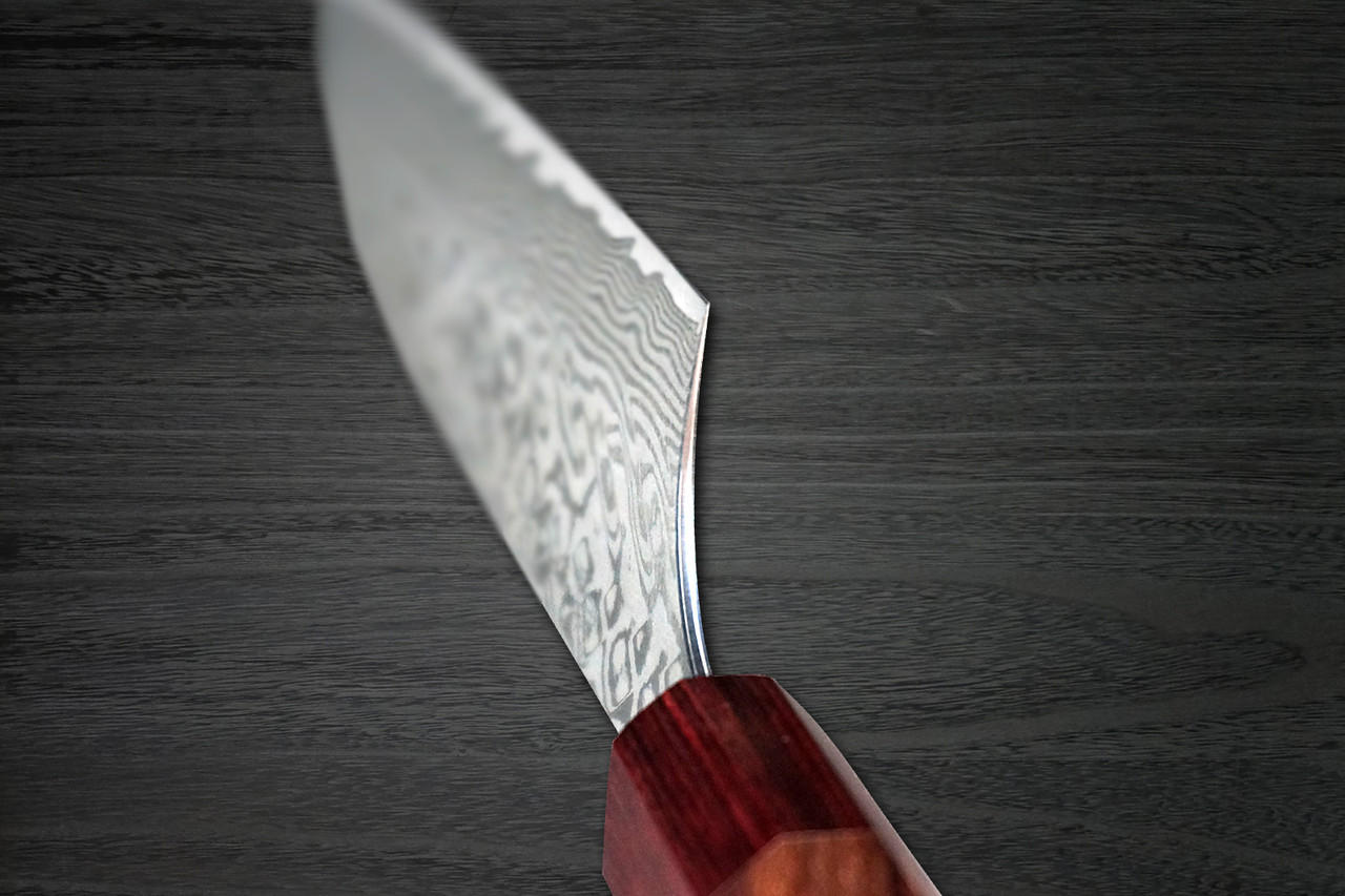 Yoshimi Kato R2 Black Damascus RS8R Japanese Chef's Slicer(Sujihiki) 270mm with Red-Ring Octagonal Honduran Rosewood Handle 