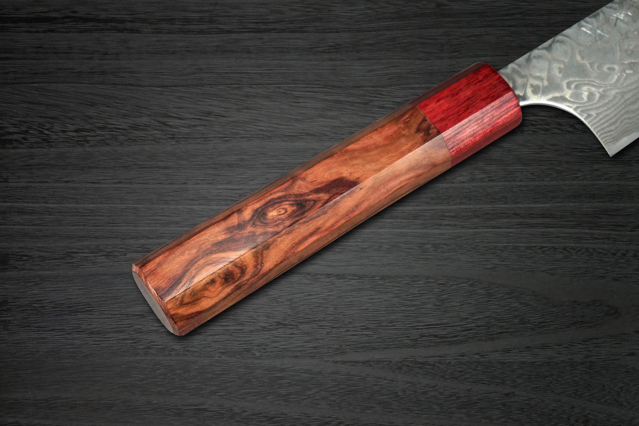 Yoshimi Kato R2 Black Damascus RS8R Japanese Chef's Slicer(Sujihiki) 270mm with Red-Ring Octagonal Honduran Rosewood Handle 