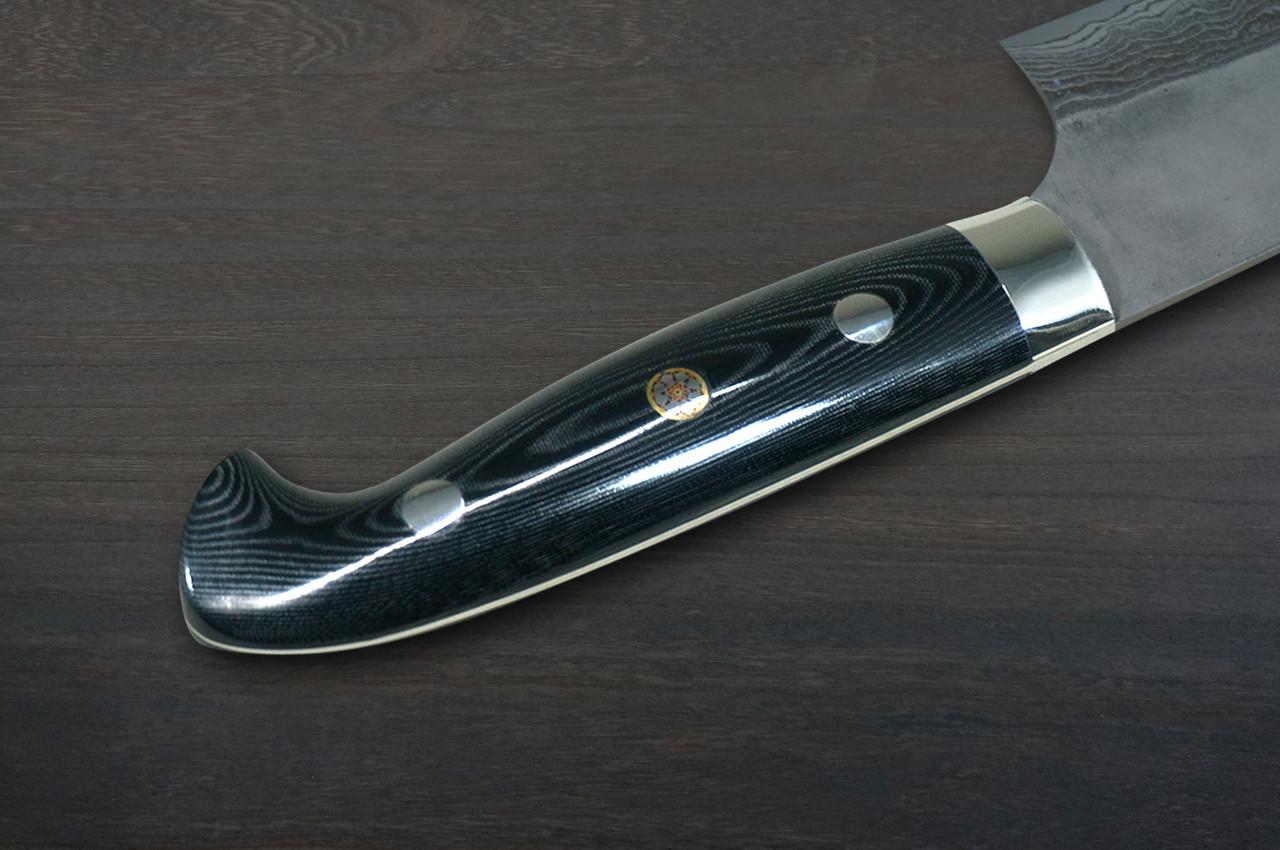 黑崎裕白纸#2 黑打锤纹大马士革三德刀170mm 带黑色米卡塔手柄