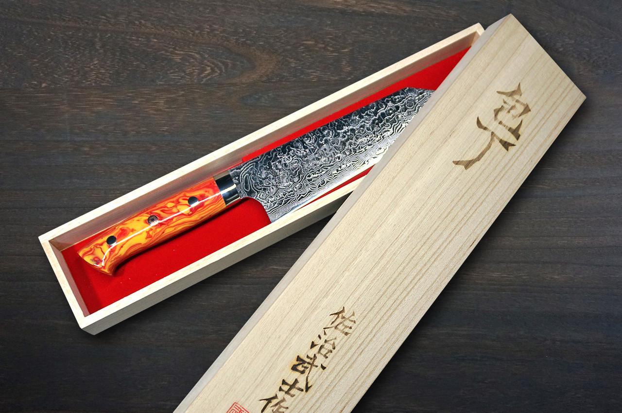 Takeshi Saji R2 Diamond Finish Damascus TCR Japanese Chef's Bunka