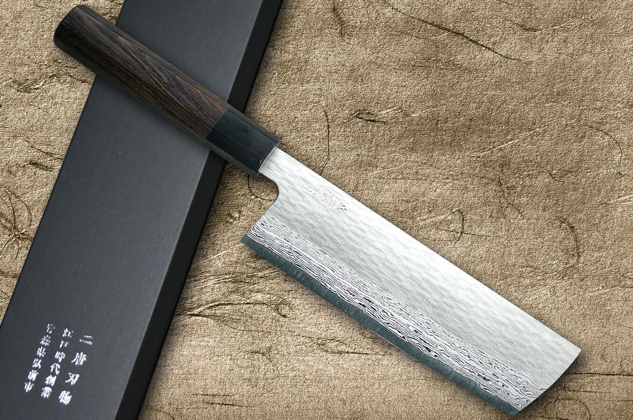 Nigara VG-XEOS Damascus Hammered EB8B Japanese Chef's Nakiri