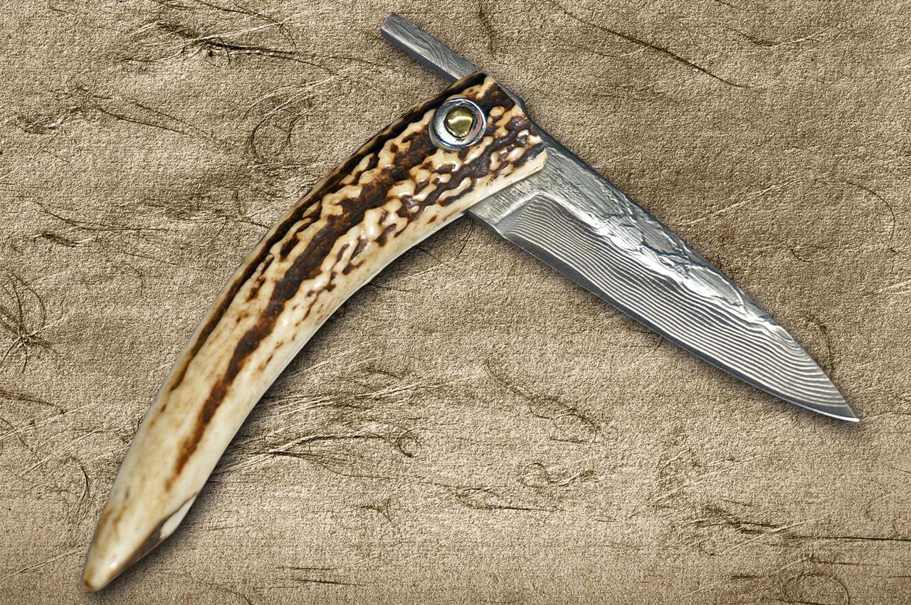 BRIEFING - tanakan Takeshi Saji Higonokami Folding VG10 Black Damascus Petty