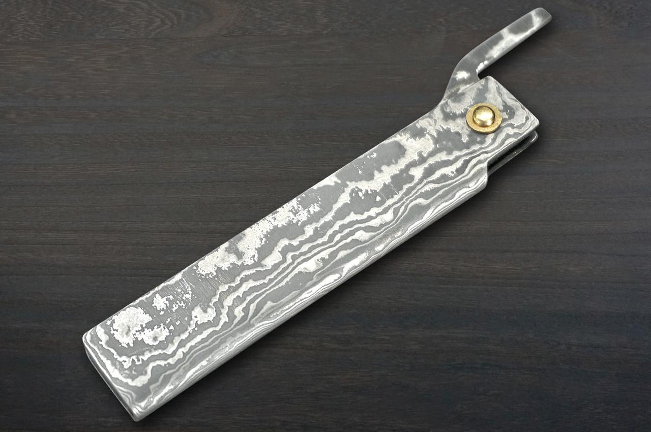武志·佐治肥后守折叠VG10黑色大马士革小型刀（多用途）80毫米