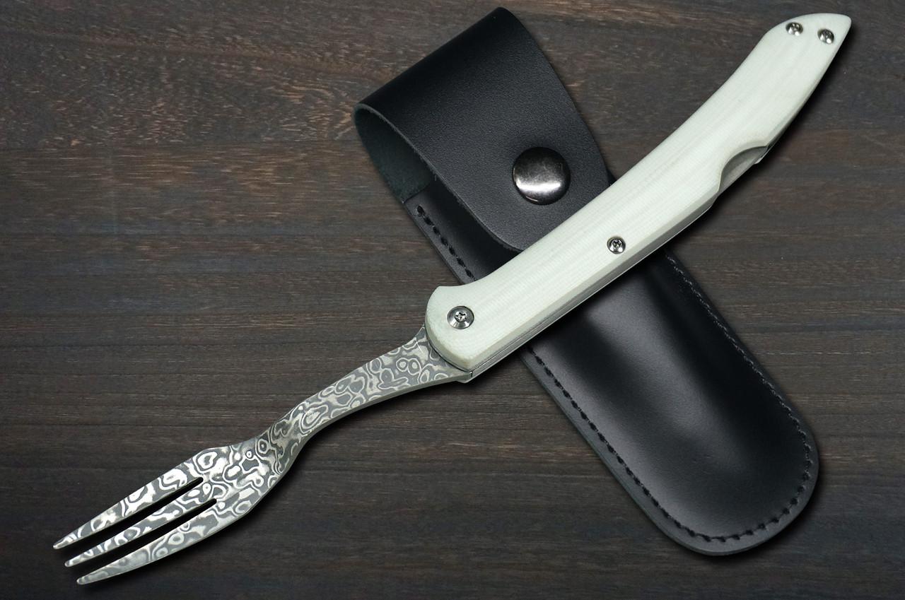 Takeshi Saji Folding R2(SG2) Black Damascus Fork 88mm with White