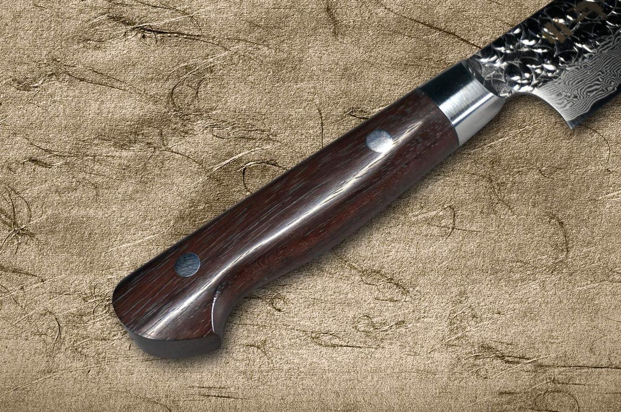 Sakai Takayuki SPG2 Damascus Hammered IRN Japanese Chef's Petty Knife(Utility) 120mm with Desert Ironwood Handle 