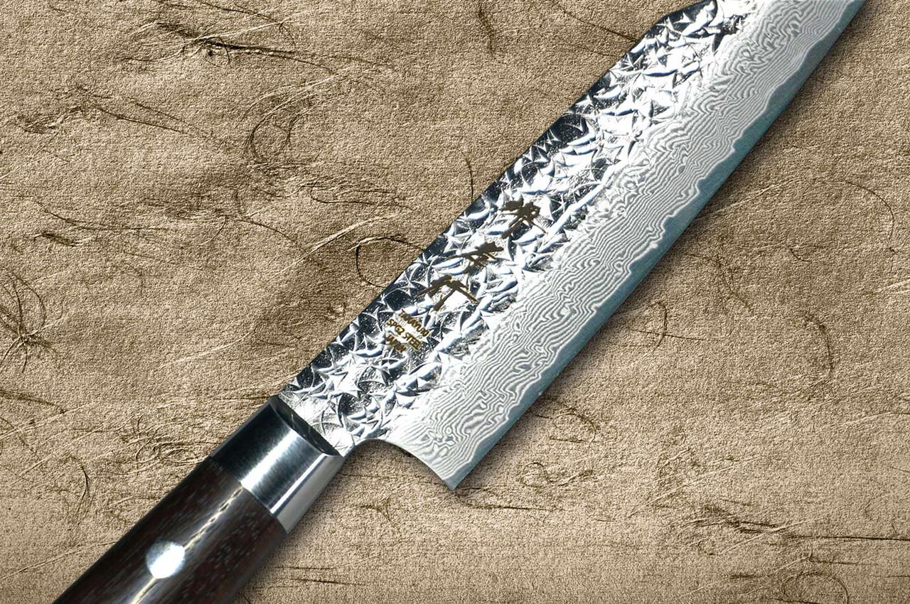 Sakai Takayuki SPG2 Damascus Hammered IRN Japanese Chef's Petty Knife(Utility) 120mm with Desert Ironwood Handle 