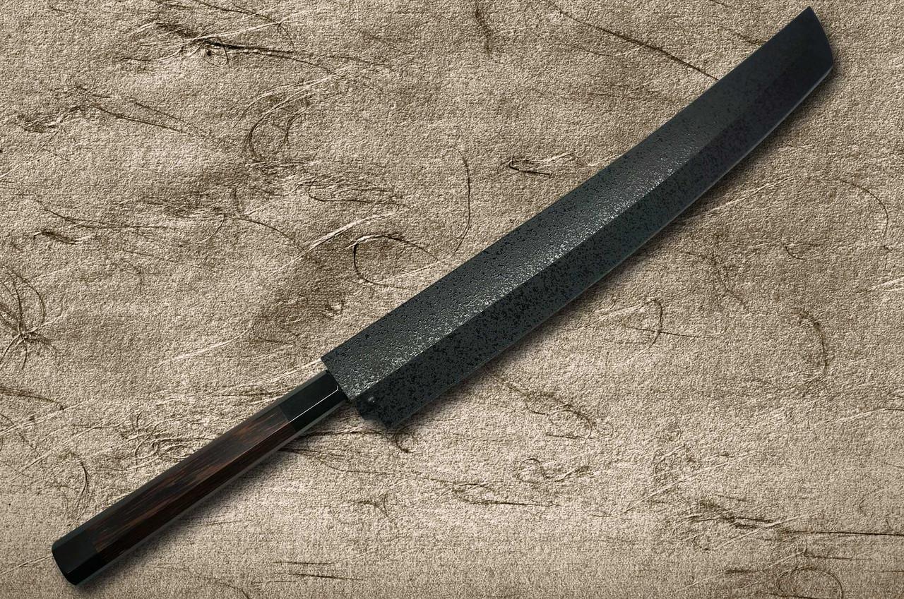 日本刀　残欠　合法サイズ　竹製ハンドル　錦鯉　レザーシース Yanagi Knife 柳葉刀鋪 . Akazawa Kasumi Yanagi