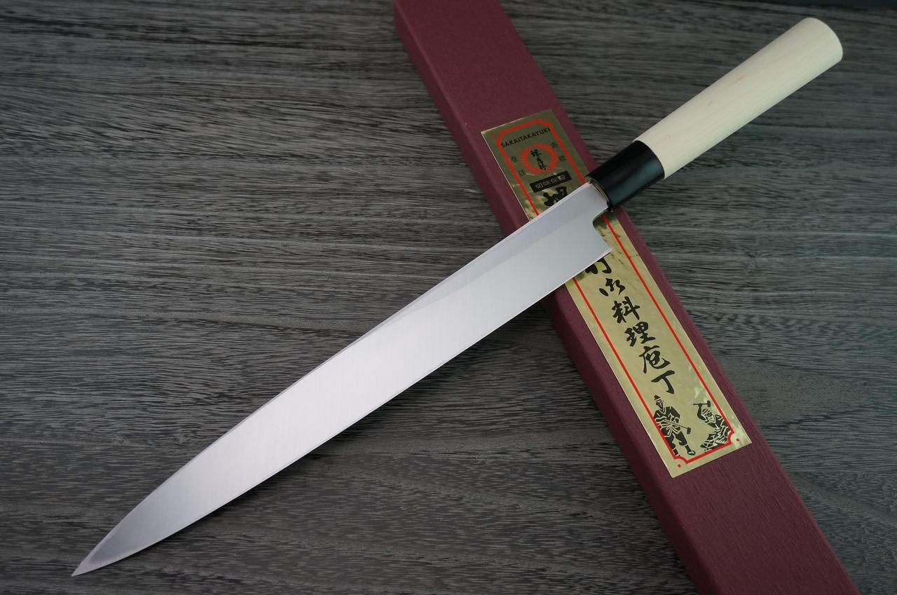 [OUTLET] Sakai Takayuki Kasumitogi (White steel) Japanese Chef's Yanagiba(Sashimi) 180mm 