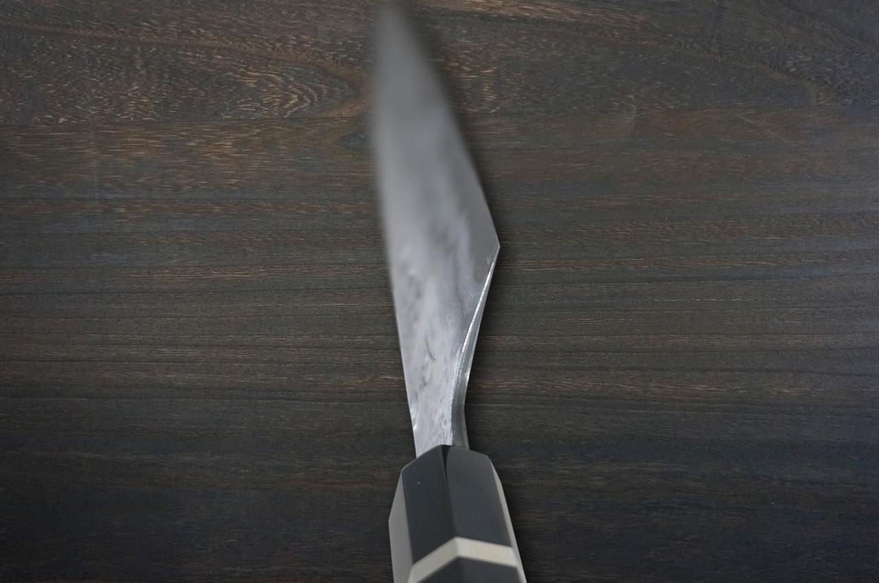 Kisuke Manaka KOKUENN Blue#1 Black Finished EBBFB2 Japanese Chef's Slicer(Sujihiki) 240mm with Double Buffalo Ringed Ebony Handle 