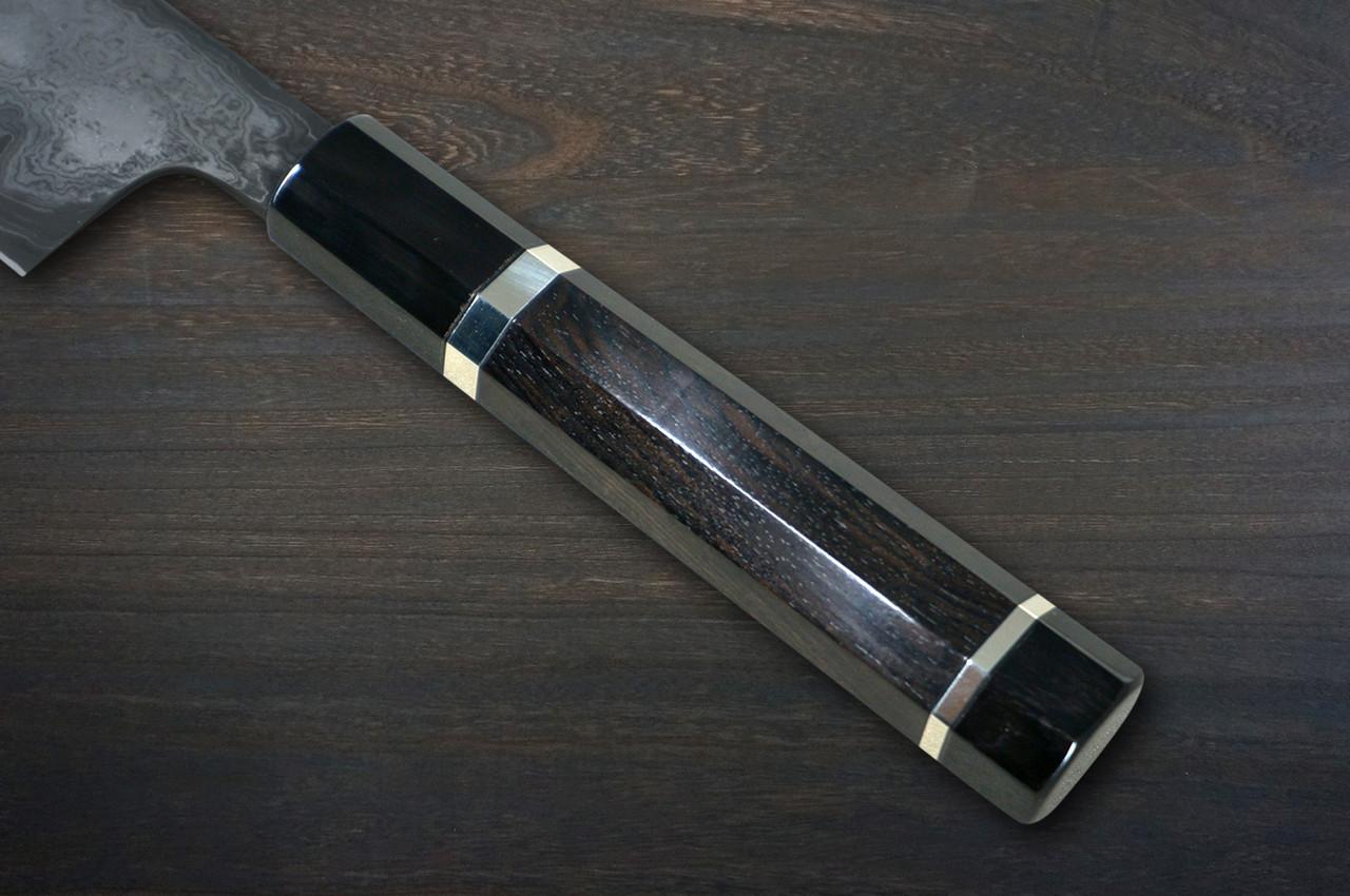 Kisuke Manaka KOKUENN Blue#1 Black Finished EBBFB2 Japanese Chef's Slicer(Sujihiki) 240mm with Double Buffalo Ringed Ebony Handle 