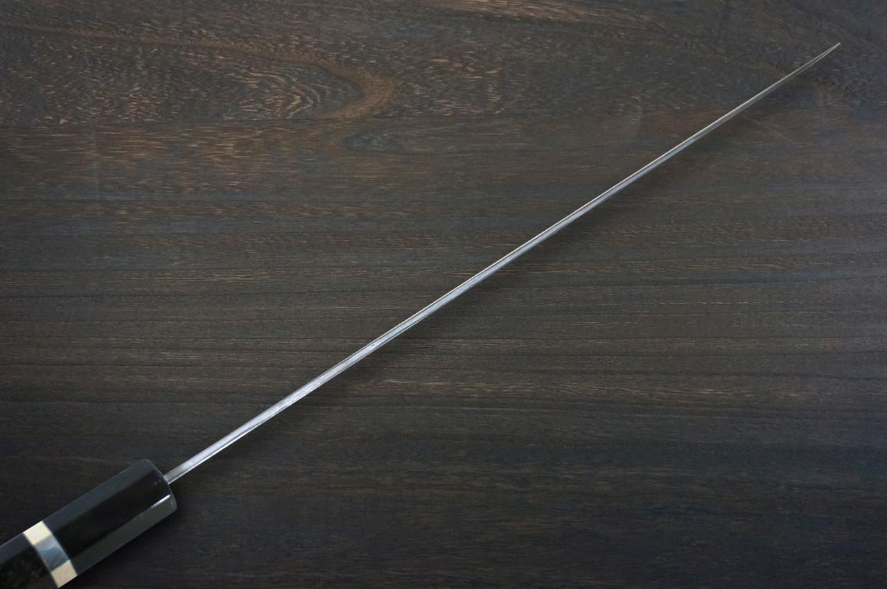 Kisuke Manaka KOKUENN Blue#1 Black Finished EBBFB2 Japanese Chef's Slicer(Sujihiki) 240mm with Double Buffalo Ringed Ebony Handle 