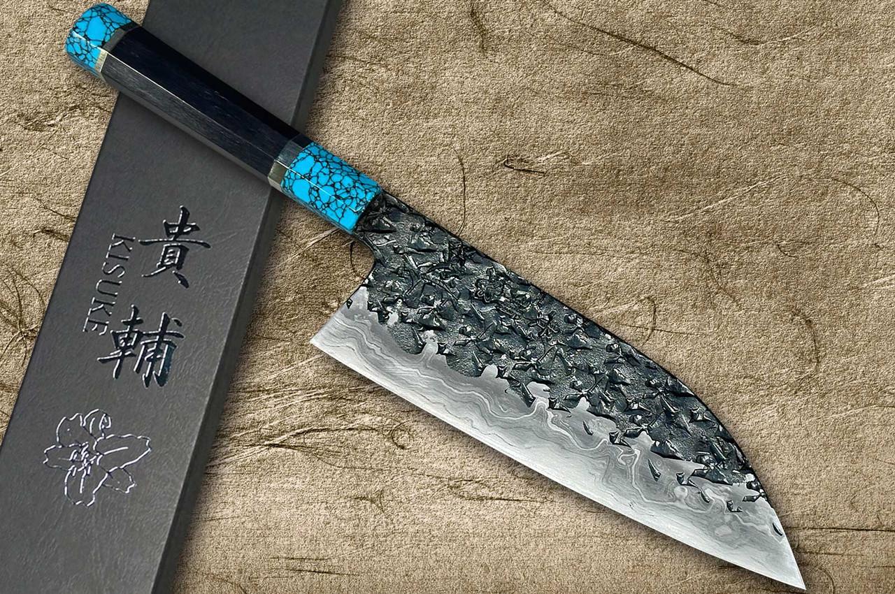 真木敬介ENN 蓝#1 黑打EBTCA2 日本厨师三德刀165mm 配双蓝松石和乌木
